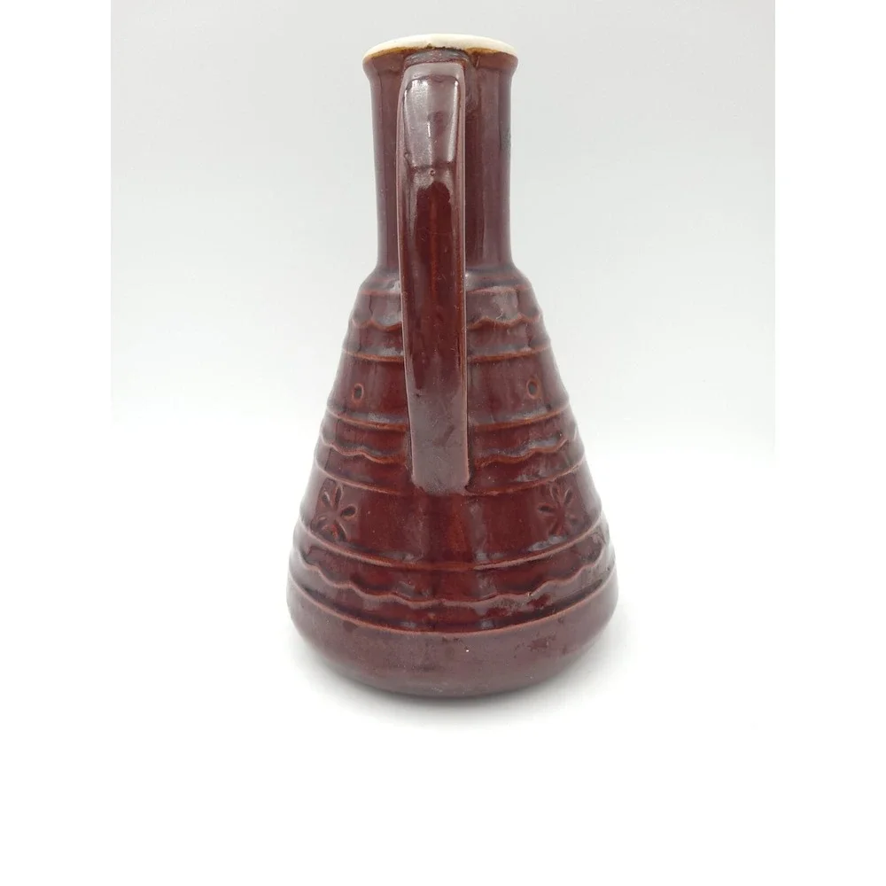 Vtg 1950's Marcrest daisy & dot Brown Stoneware Floral Carafe Decanter Pitcher - Picture 5 of 11